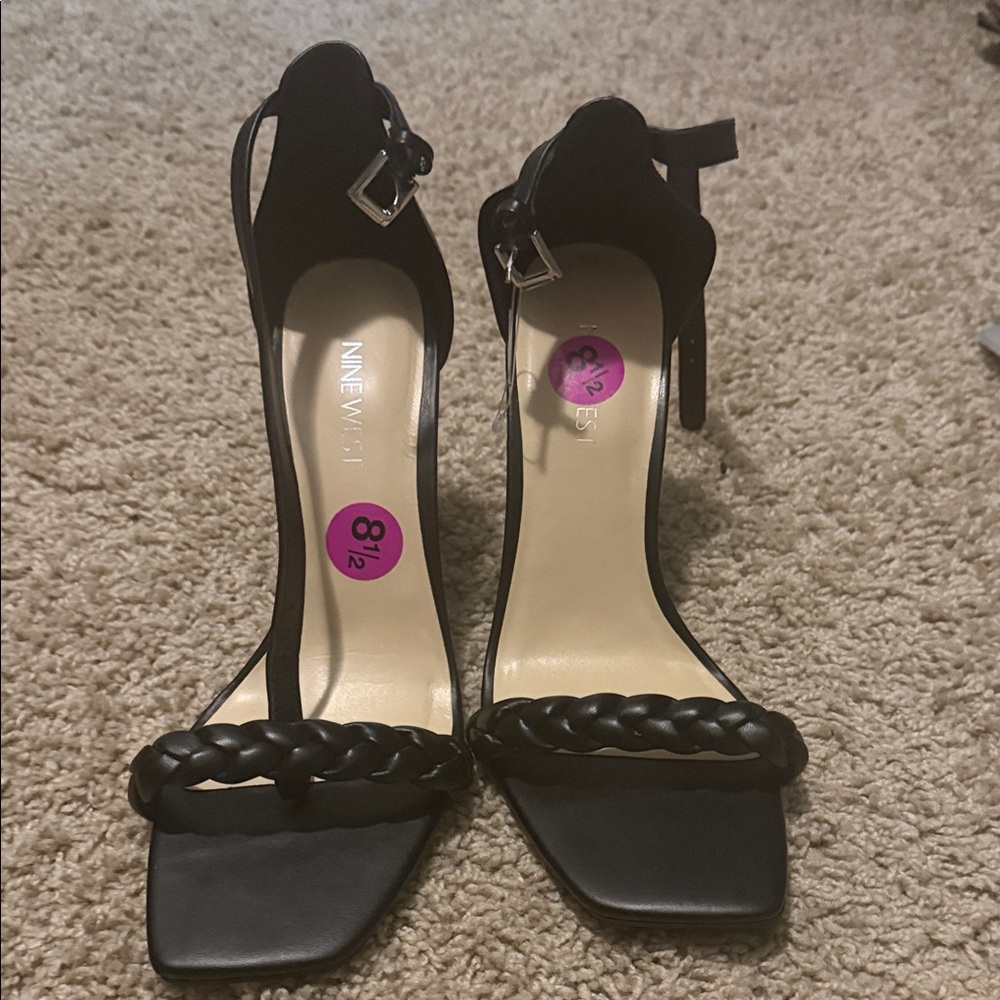 Nine West Black Strappy Heels
